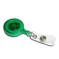 Round Carabiner Badge Reel - 1 1/4" - Belt Clip - Clear Strap