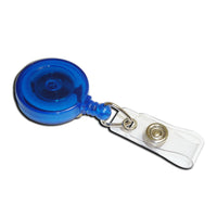 Round Carabiner Badge Reel - 1 1/4" - Belt Clip - Clear Strap