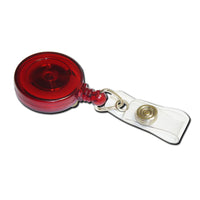 Round Carabiner Badge Reel - 1 1/4" - Belt Clip - Clear Strap
